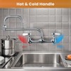 WOWOW Double Handle Wall Mount Standard Kitchen Faucet 18 in. Swivel Jointed Spout and Double Joint Swing Arms in Polished - 3 of 4