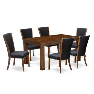 HomeStock 7-Piece Natural Oak Finish Solid Wood Top Dining Table with 6 Parson-Chairs - 1 of 4