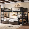 KTMBDW Metal Bunk Bed with Storage Shelves, Power Outlet, LED Bunk Bed, Bed with Safety Guardrail & Ladders, Easy Assembly, Black - 3 of 4