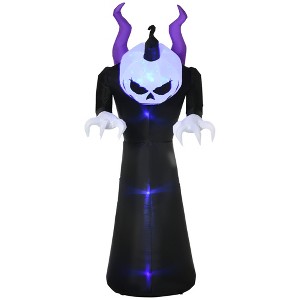 HOMCOM 7' Halloween Inflatables Outdoor Decorations Pumpkin Reaper, Ghost Blow Up LED Yard Decor for Garden, Lawn, Party, Holiday, Waterproof - 1 of 4