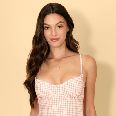 Solid & Striped Women's Gingham Underwire Balconette One Piece Swimsuit - Red/White M — фото 2