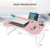 KTMBDW Laptop Bed Desk, Foldable Lap Table, Portable Study Table, Laptop Stand with Cup Holder & Tablet Slot for Working Writing & Drawing - 3 of 4