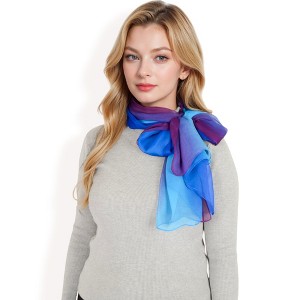 Anna-Kaci Women's Lightweight Gradient Chiffon Scarves with Flowing Ruffled Edges in Vibrant Multi-Color Designs - 1 of 4