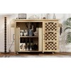 VYNXARIA K&K 53.2" Woven Checkerboard Kitchen Island with Drop Leaf, Storage & Power Outlet - 2 of 4