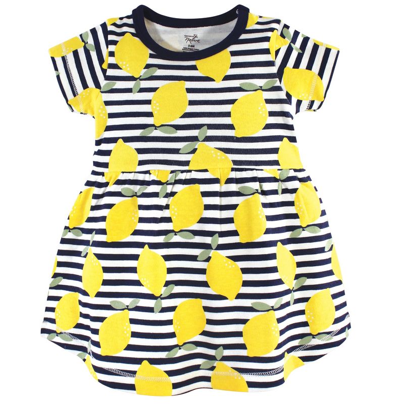 Touched by Nature Baby and Toddler Girl Organic Cotton Dress and Cardigan 2pc Set, Lemons, 4 of 5