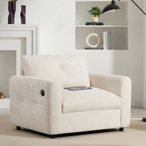 Sapphtopaz Chenille Sofa with Tufted Wide Seat Upholstered Couches for Living Room with Dual-port Charger Single Couch for Apartment,Bedroom - 1 of 4