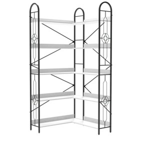 Yinvani 5 Tier Corner Bookshelf, Tall Bookshelves Storage Display Rack for Living Room, Home Office, White - 1 of 4