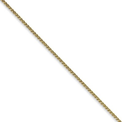 Black Bow Jewelry 1mm 10k Yellow Gold Solid Diamond Cut Wheat Chain Necklace