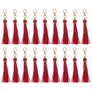 Unique Bargains PU Leather Keychain with Lobster Swivel Crafts Tassels 18 Pcs - 1 of 4