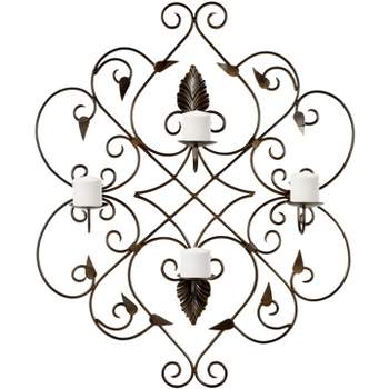 Ivy and Leaf Scroll Votive Wall Décor - Rustic Brown - Safavieh.