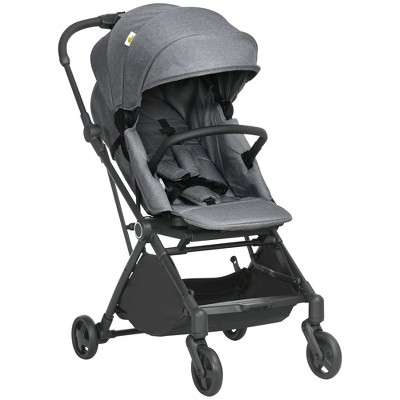 Qaba 360° Rotation Function Baby Stroller, Foldable Toddler Travel Stroller w/ Storage Basket, All Wheel Suspension, Adjustable Backrest Footrest