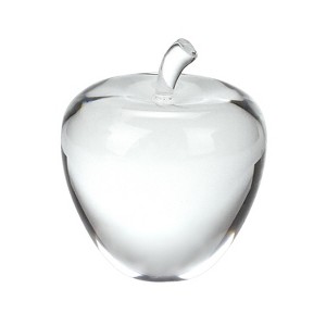 HomeRoots 4" Clear Crystal Apple Paperweight Tabletop Sculpture - 1 of 4