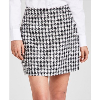 Calvin Klein Womens Houndstooth Tweed Mini Skirt
