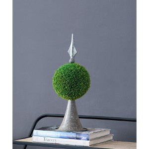 NicBex 17" Faux Boxwood Topiary Sphere on Metal Spire Mini Faux Topiaries for living room, entryway or Office, Green - 1 of 4