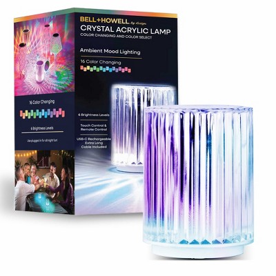 Bell + Howell Acrylic Lamp 1 Pack LED Rechargeable Touch Control Remote Color Changing Ambient Light