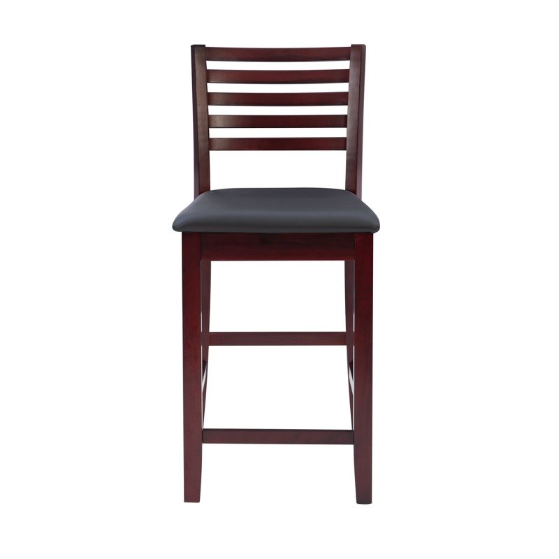 24&#34; Torino Ladder Back Faux Leather Counter Height Barstool Upholstered Seat - Espresso Wood - Linon, 4 of 16
