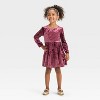 OshKosh B'gosh Toddler Girls' Long Sleeve Velvet Dress - Burgundy - 3 of 3