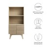 Modway Render Display Cabinet – Modern Bookshelf with Adjustable Shelves and Slatted Wood Frame in Walnut Finish - 3 of 4