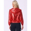 INSPIRE CHIC Women's Holographic Shiny Long Sleeve Zipper Hooded Metallic Jacket - 4 of 4
