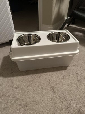 Pawhut Large Elevated Dog Bowls With Storage Drawer Containing 11l  Capacity, Raised Dog Bowl Stand Pet Food Bowl Dog Feeding Station : Target