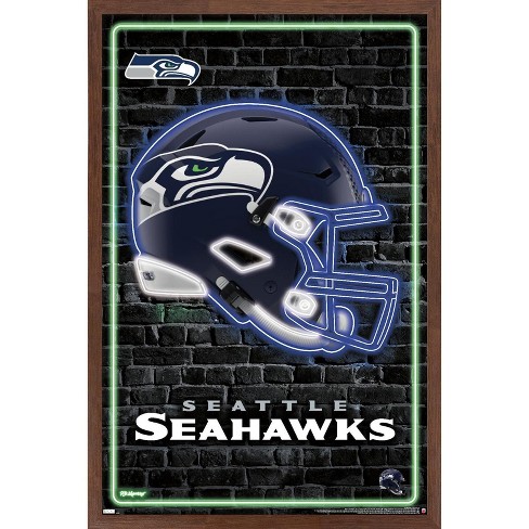 Trends International Nfl Seattle Seahawks - Neon Helmet 23 Framed