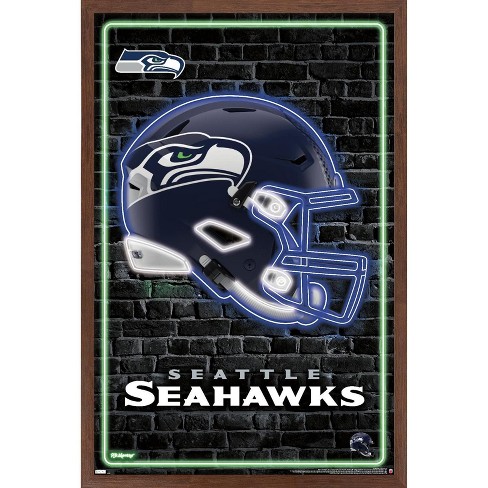 Trends International Nfl Seattle Seahawks - Neon Helmet 23 Framed Wall  Poster Prints Mahogany Framed Version 22.375 X 34 : Target