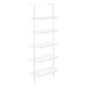Monarch Specialties Bookshelf Bookcase Etagere Ladder 5 Tier 72InchH Office Bedroom Metal Laminate White Contemporary Modern - 1 of 4