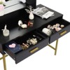 Black Particle Board Steel Shelf Two Drawers Three Shelves Three Tone Light Luxury Style Dressing Table Set - 2 of 4