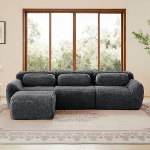 KWPZQEB Modular Sofa, Modern Plush Sectional Sofa with Deep Seat & Pillows, 2/3/4-Seater Comfy Couches w/ Anti-Slip Design for Living Rooms, 4 Color - 1 of 4
