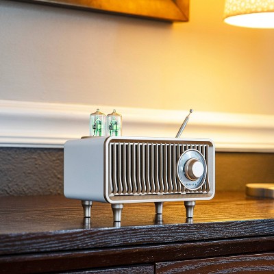 Milton White Sand Portable Vintage Radio with Bluetooth