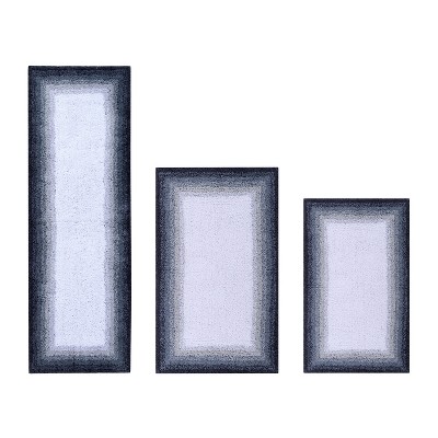 Torrent Collection 3 Piece 100% Soft Cotton Tufted Weave Bath Rug Set, Ombre Pattern, Super Soft & Absorbent, Machine Washable Bathroom Mats