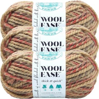 pack Of 3) Lion Brand Wool-ease Thick & Quick Yarn-flax : Target