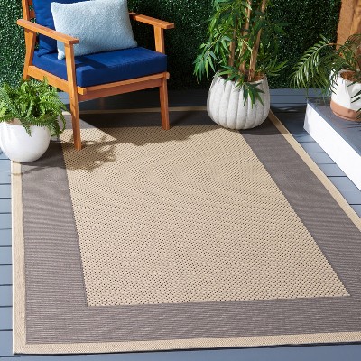 Gray Rectangular Synthetic Easy Care Indoor/Outdoor Rug