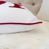 JOY Embroidered Christmas Throw Pillow ,14x20" Velvet Lumbar Cushion in Red and White with Green Holiday Accents - 4 of 4
