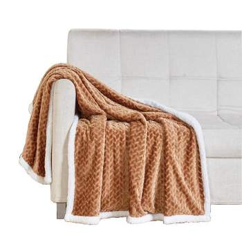 Soft Braided and Comfortable Plush All Season 50" X 60" Throw Blanket, Mocha