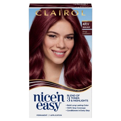 Clairol Nice'n Easy Permanent Hair Color Cream Kit - 4rv Burgundy