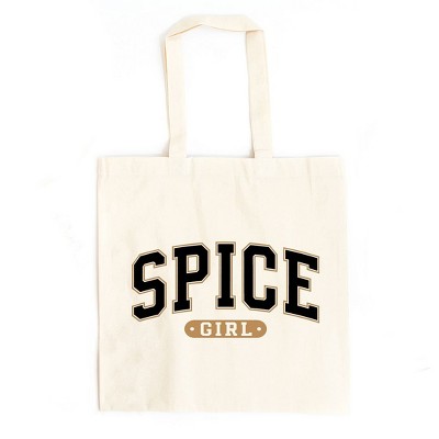 City Creek Prints Spice Girl Varsity Canvas Tote Bag - 15x16 - Natural