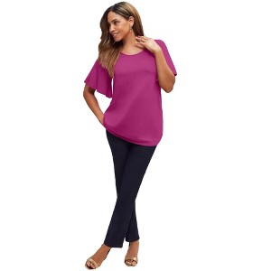 Jessica London Stretch Knit Flutter Sleeve Tunic - 1 of 4