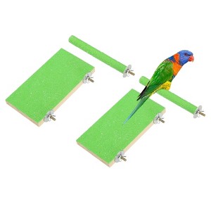 Unique Bargains Bird Perch Stand Wooden Parrot Perch Stand Toy Paw Grinding Stick Bird Cage Accessories 4 Pcs - 1 of 4