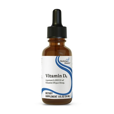 Seeking Health Vitamin D Drops, 2000 IU Liquid Vitamin D3 (as Cholecalciferol) per Drop in Pure Olive Oil, Vegetarian (900 Servings)
