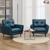 TYBOATLE Blue Leather Accent Chair, Tufted Mid-Century Armchair for Salon, Office, Living Room - 4 of 4