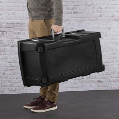 Sterilite Black 64 Quart Stackable Plastic Footlocker with Wheels