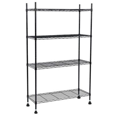 Heavy Duty 4-Tier Steel Shelving Unit, 1400LBS Capacity, Black, 36"x14"x54"