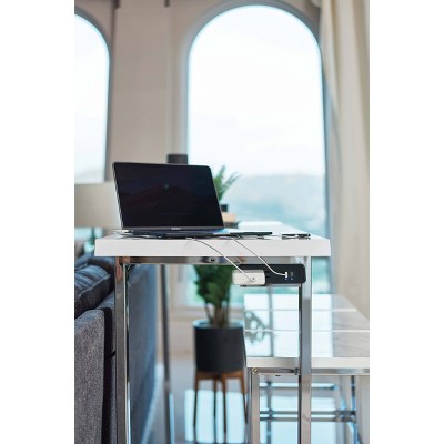 Marmot White Faux Marble and Chrome 4-Piece Pub Set