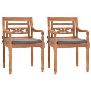 vidaXL Batavia Chairs 2 pcs with Dark Gray Cushions Solid Teak Wood - 1 of 1