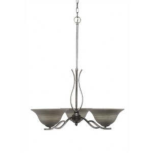 Toltec Lighting Revo 3 - Light Chandelier in  Aged Silver with 10" Gray Linen  Shade - 1 of 1