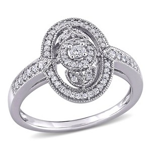 EVERLY JEWELRY | Sterling Silver 1/4 CT TW Diamond Vintage Oval Shaped Halo Ring - 1 of 4