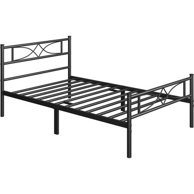 Yaheetech Simple Metal Twin Size Bed Frame With Curved Design Headboard And Footboard, Black ...