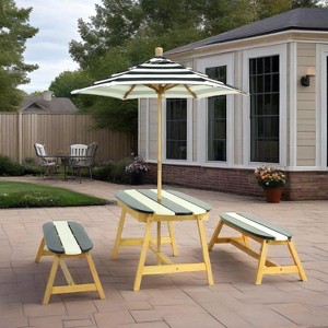 Naturally Playful Kids Picnic Table with Umbrella, Indoor/Outdoor Toys-Dark Blue - 1 of 4