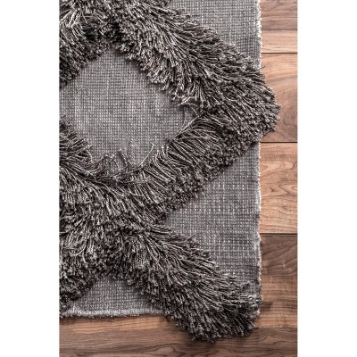 Dark Grey Trellis Shag 4' x 6' Synthetic Area Rug